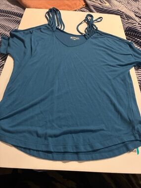 BONGO Women's Teal Strappy Cold-Shoulder Tank Top